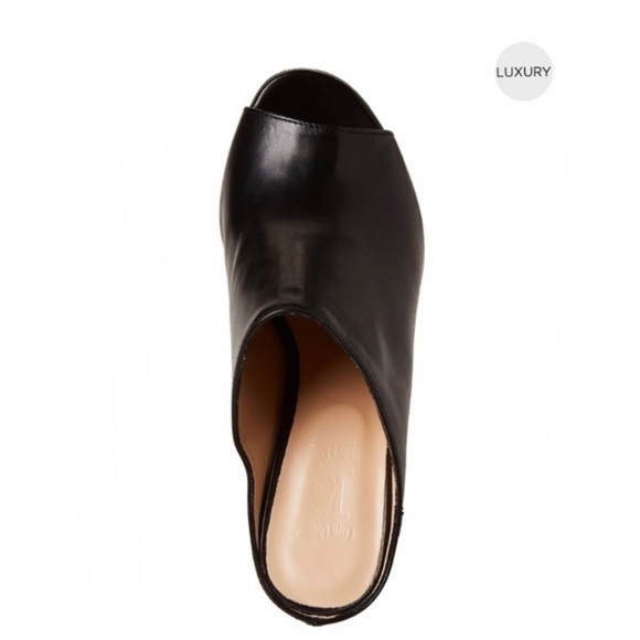 LUCA GROSSI Black Peep Toe Leather Mules Size 36.5 - Picture 4 of 4